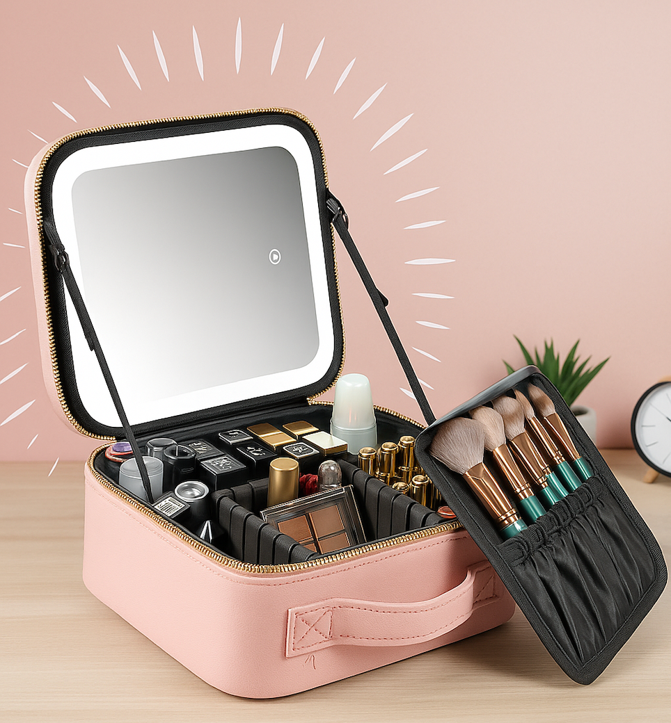 Organizador de maquillaje con espejo LED