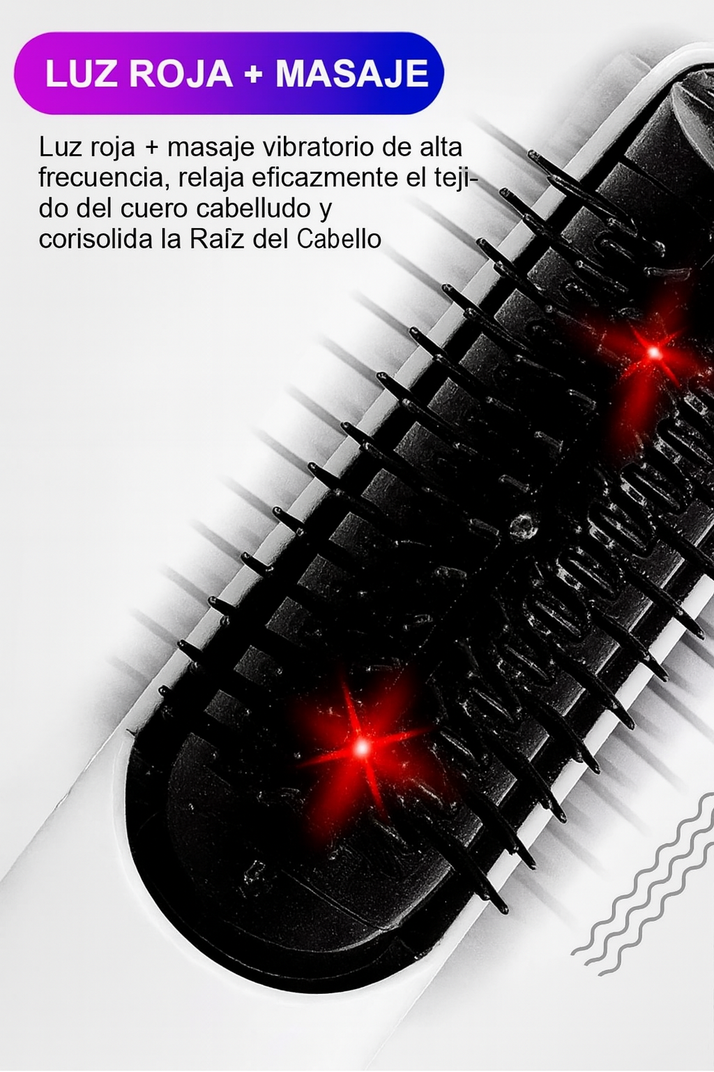 Cepillo Anticaída con luz infrarroja y vibración - Vélya